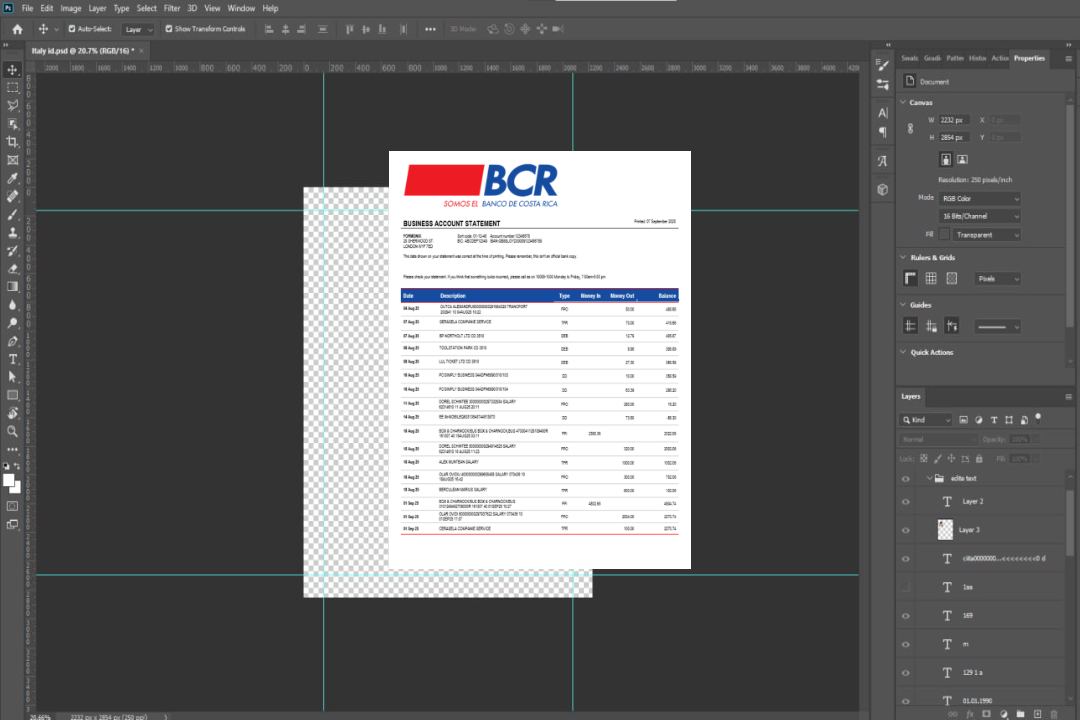 Costa Rica La Banque du Costa Rica Organisme bancaire Relevé de compte courant Format Word et PDF template